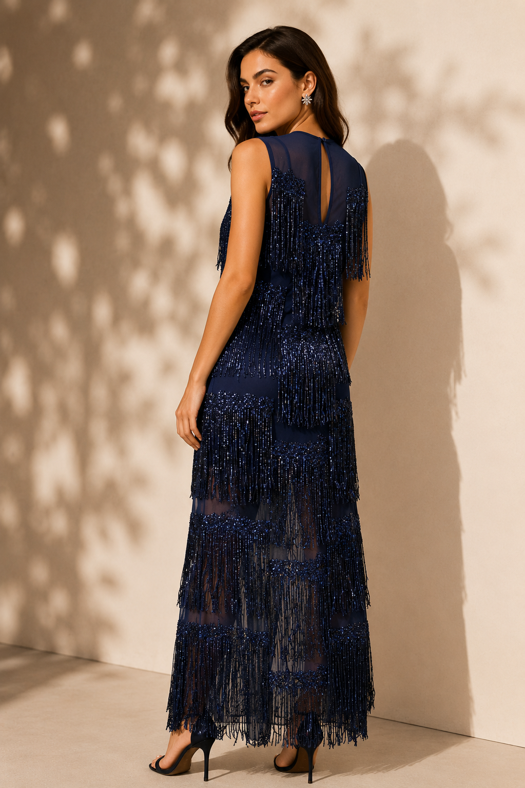 Beaded Fringe Maxi Dress