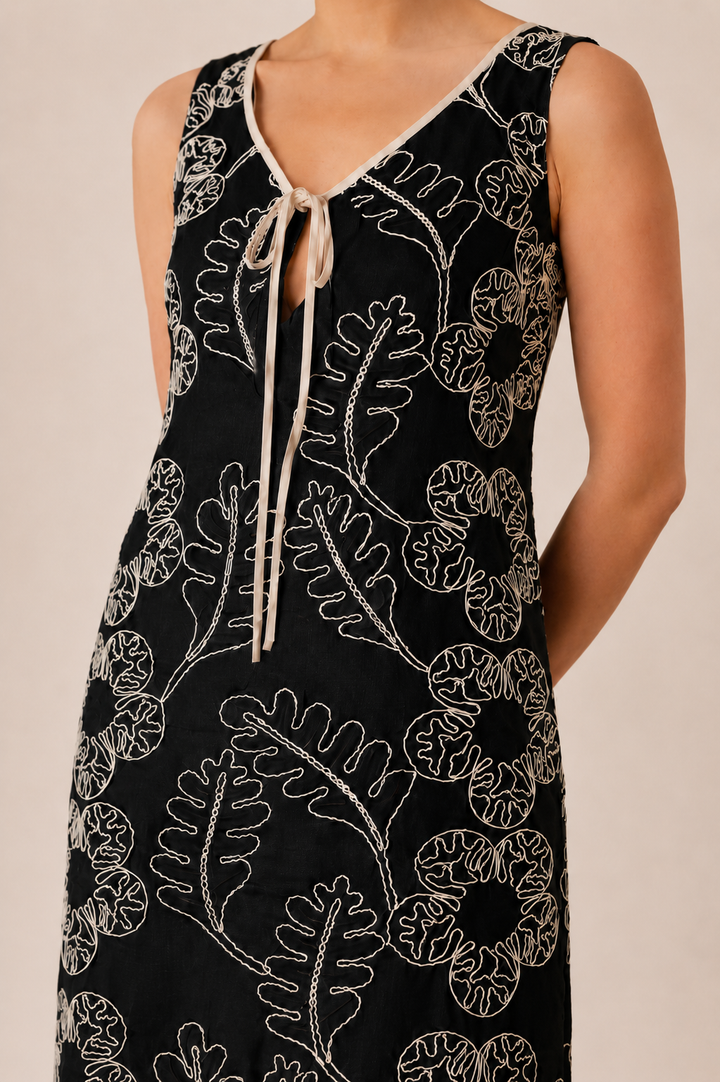 Monochrome Floral Midi Dress