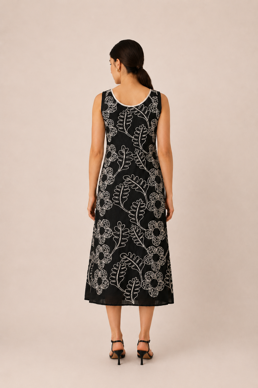 Monochrome Floral Midi Dress