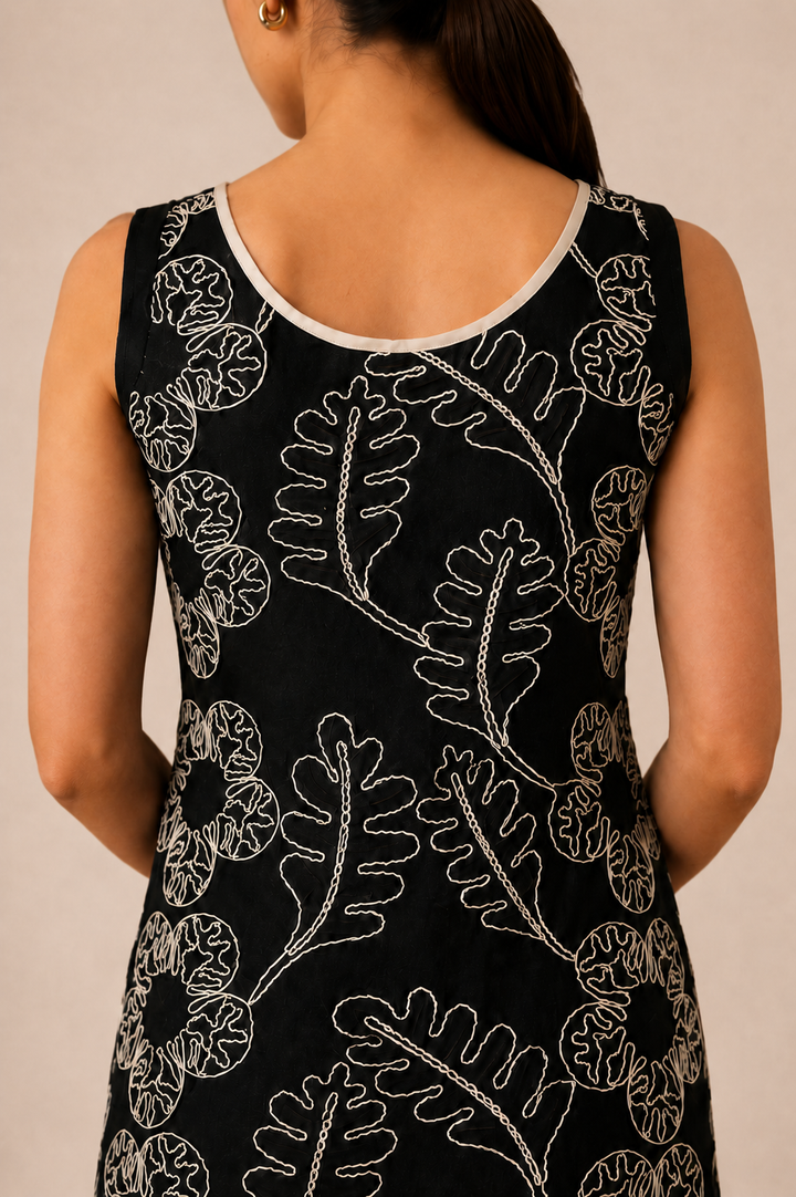 Monochrome Floral Midi Dress