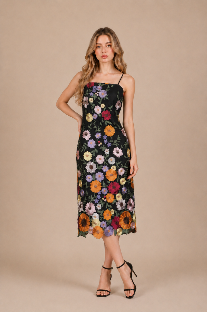Bloomscape Embroidered Midi Dress