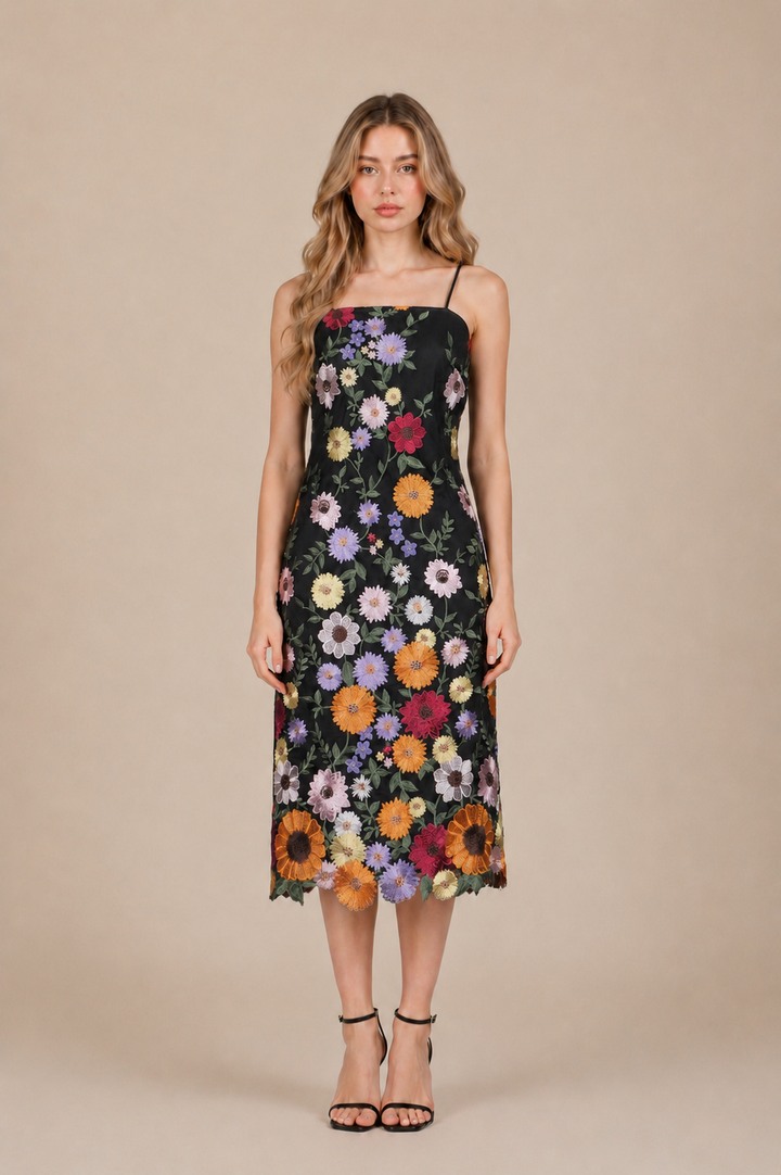 Bloomscape Embroidered Midi Dress