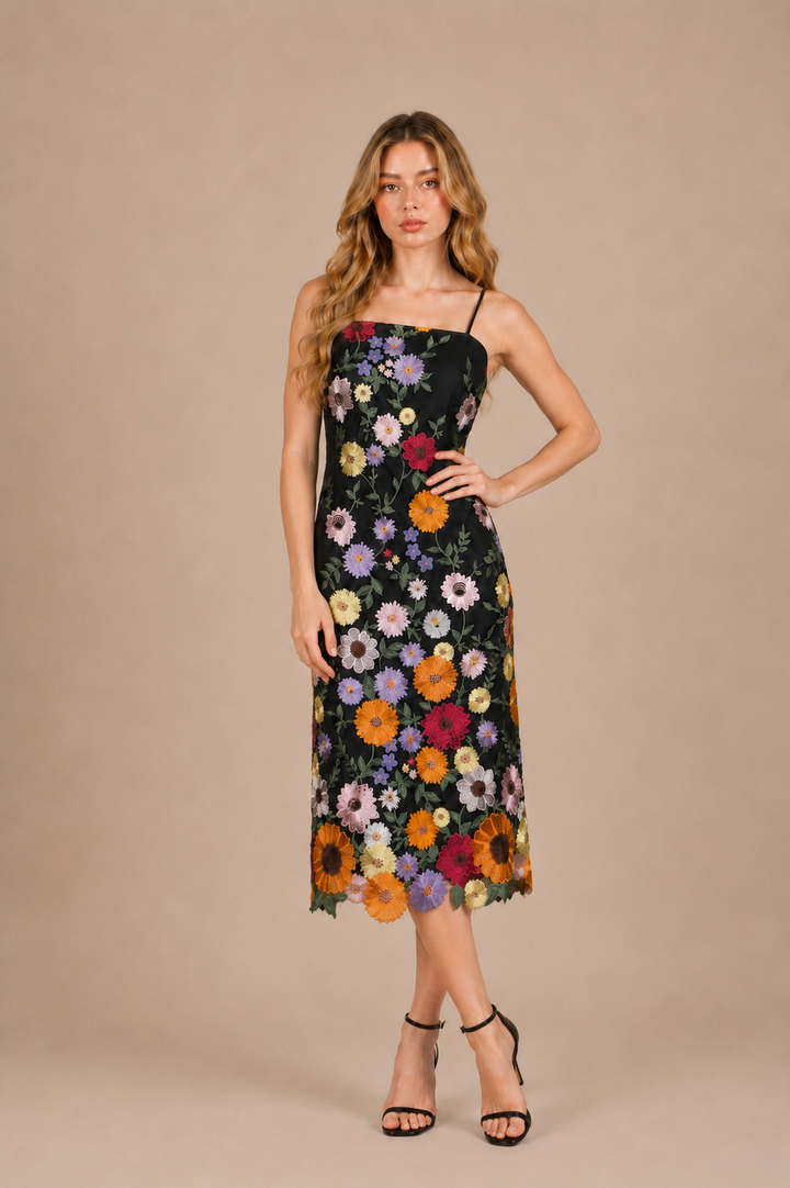 Bloomscape Embroidered Midi Dress