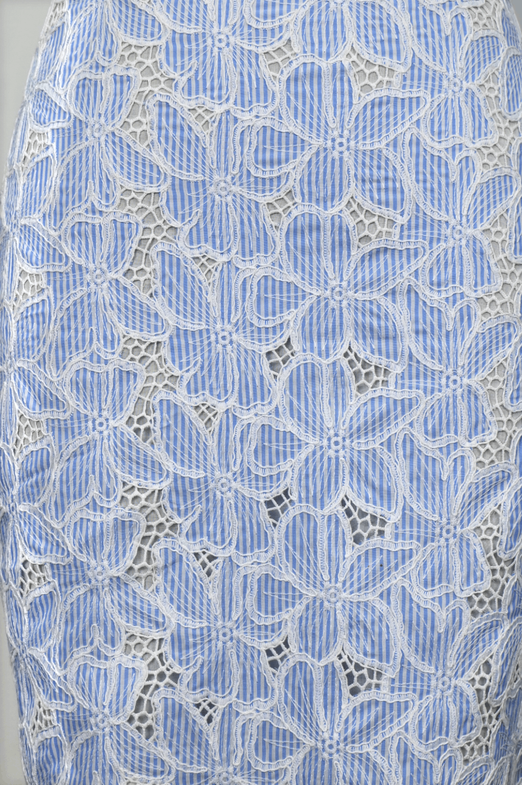 Blue Striped Floral Embroidered Co-Ord Set