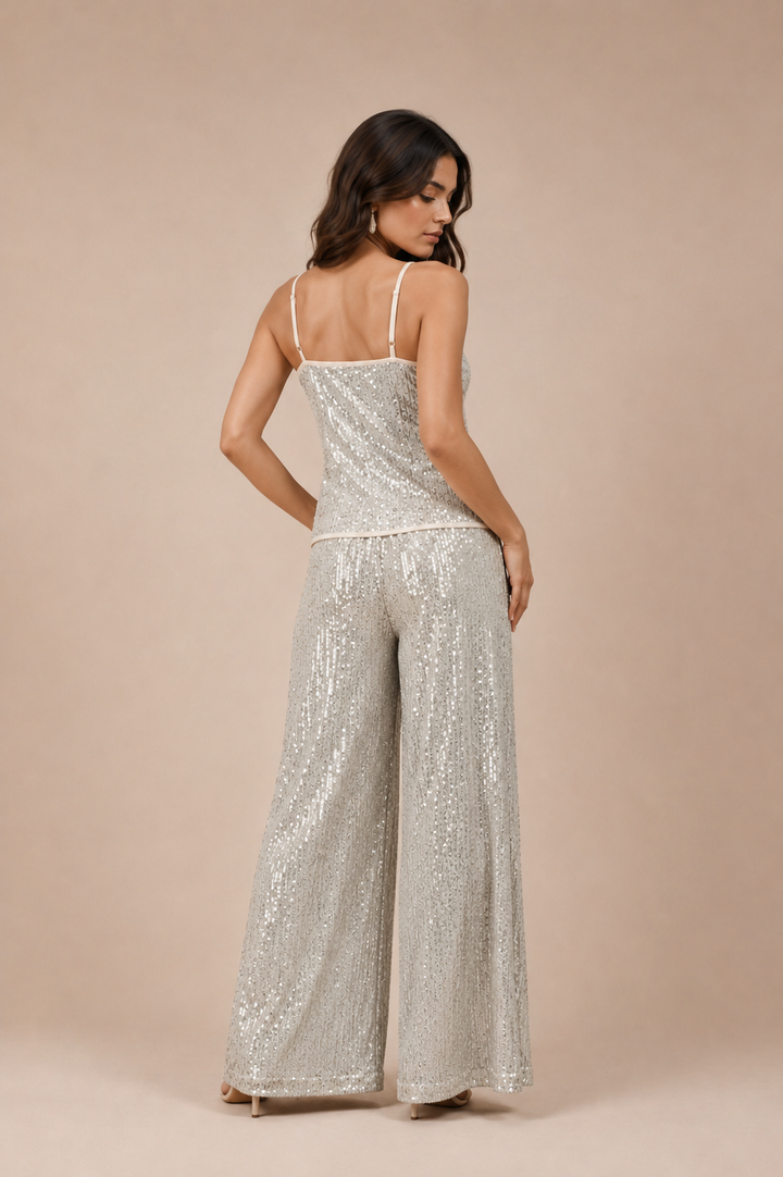 Champagne Sequin Cami &amp; Wide-Leg Co-Ord Set