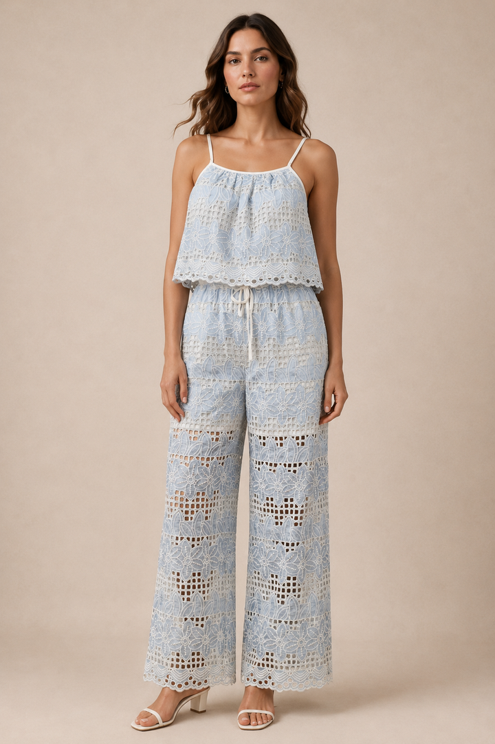 Schiffli Embroidered Cutwork Lace Co-Ord Set