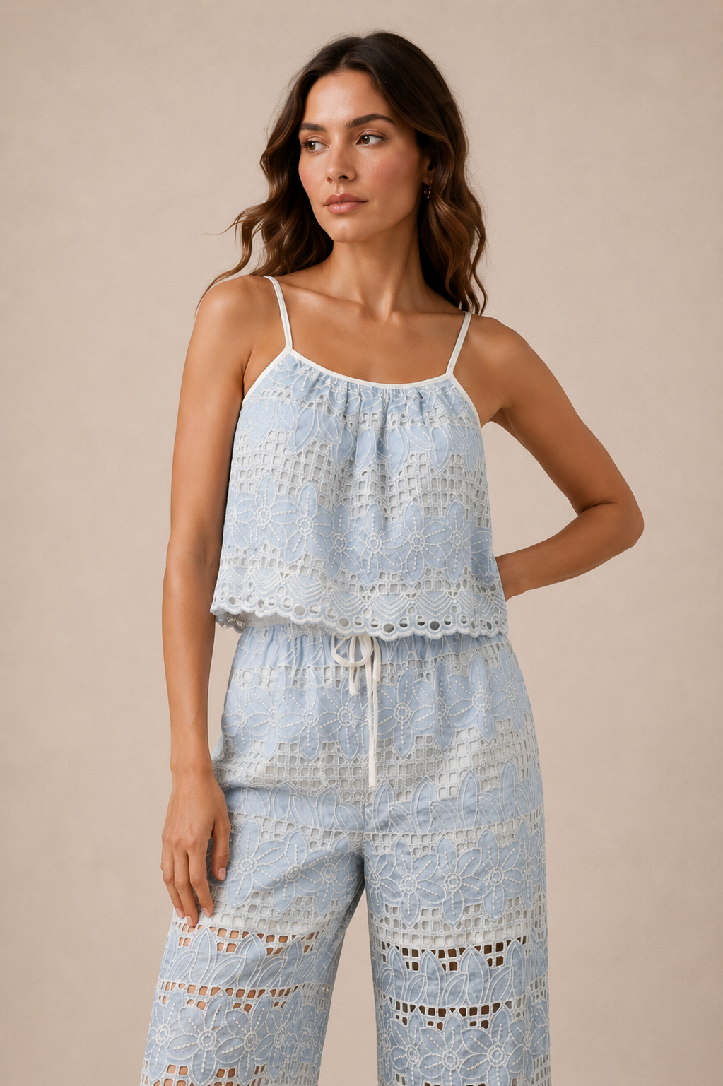Schiffli Embroidered Cutwork Lace Co-Ord Set