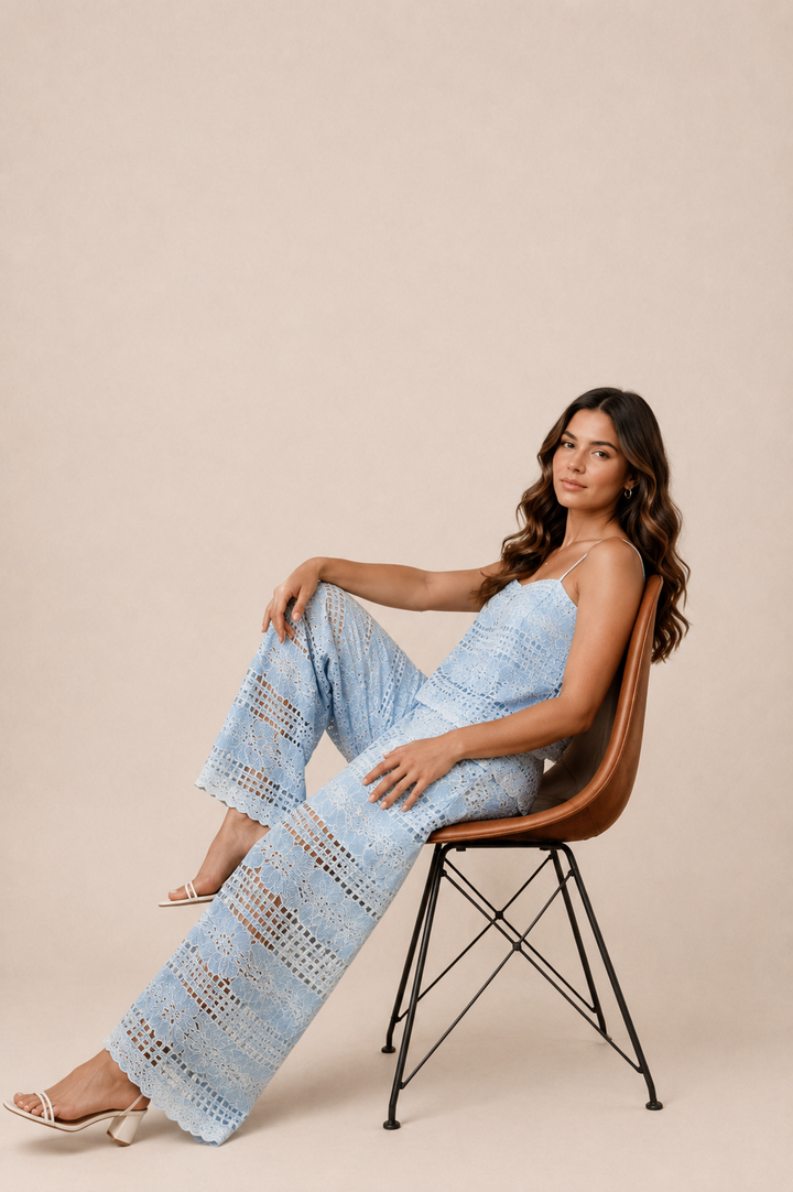 Schiffli Embroidered Cutwork Lace Co-Ord Set