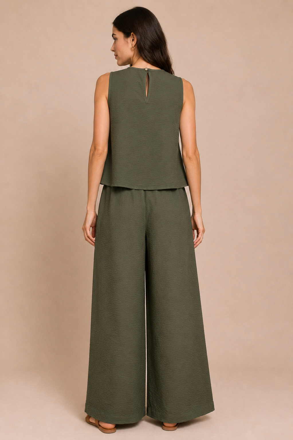 Textured Tank Top &amp; Wide Leg Pant Co-Ord Set