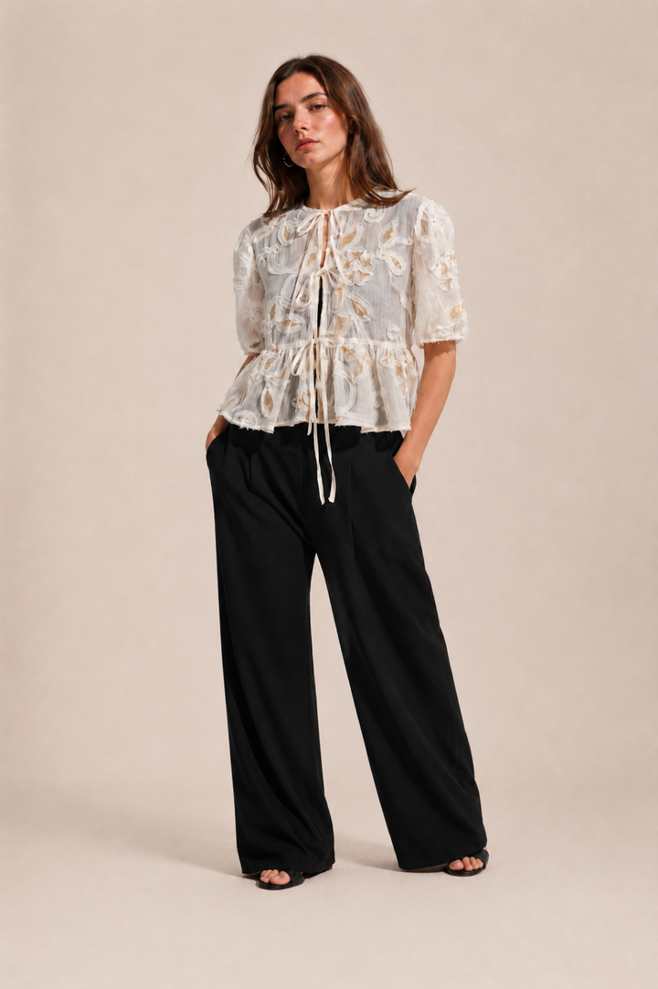 Petal Whisper Front-Tie Top
