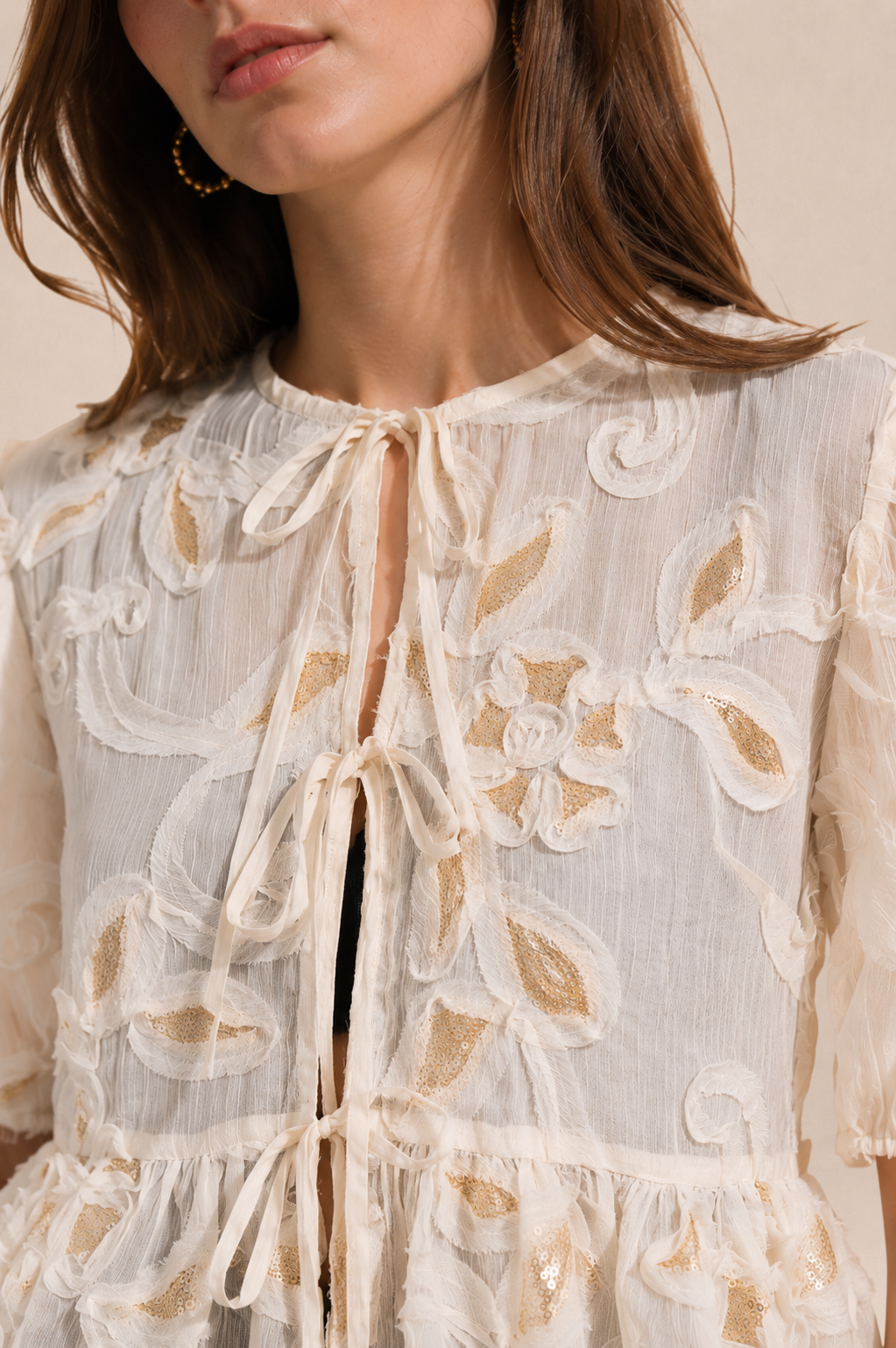 Petal Whisper Front-Tie Top