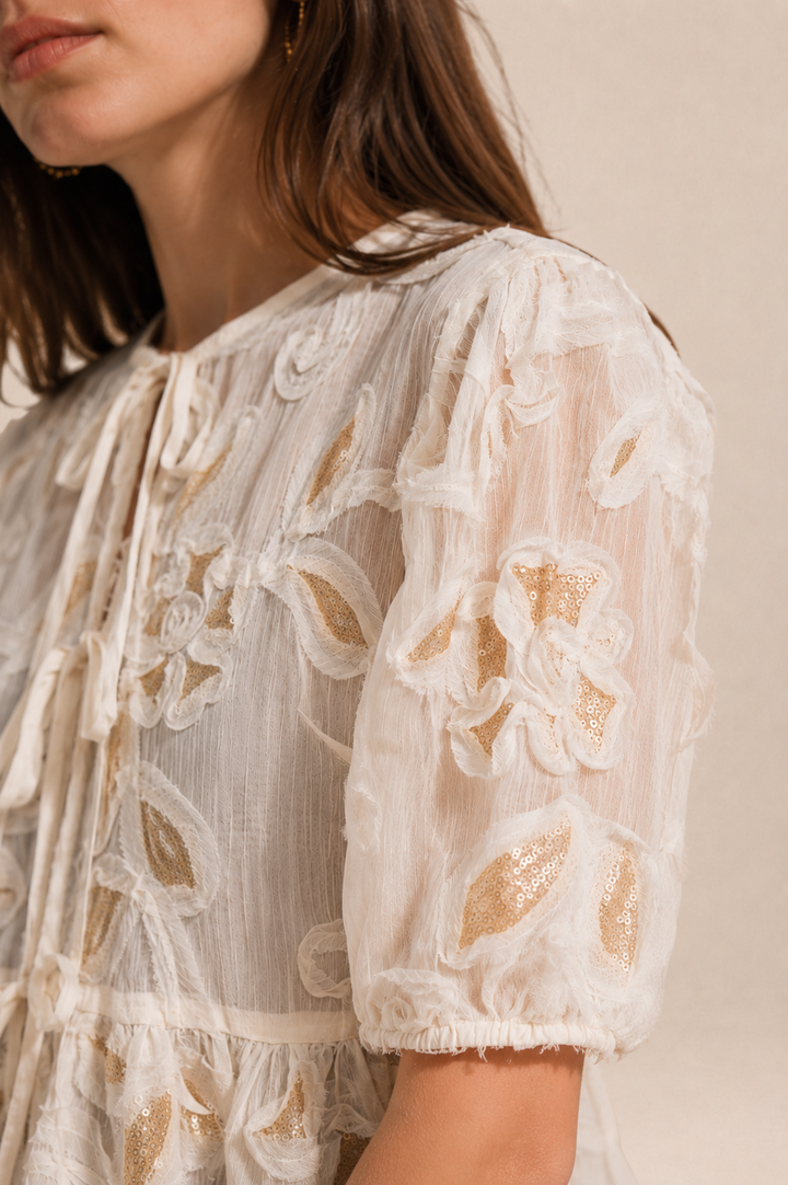 Petal Whisper Front-Tie Top