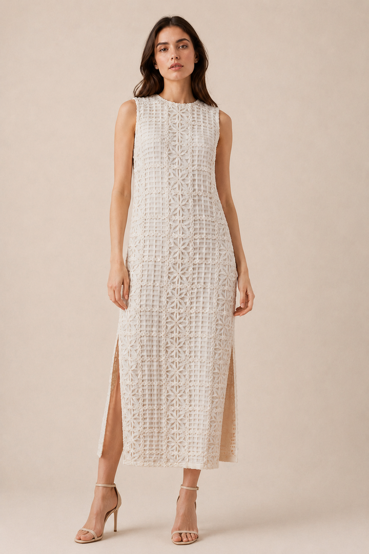 Textured Ribbon Maxi Dress