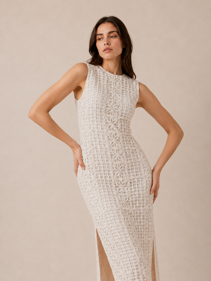 Textured Ribbon Maxi Dress