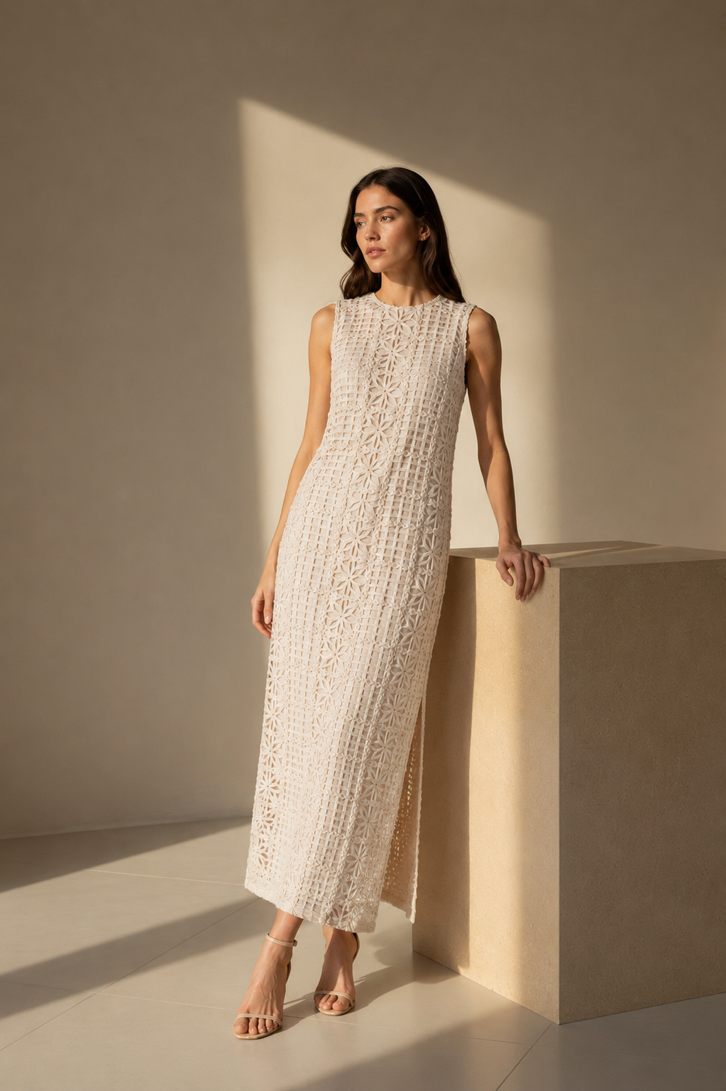 Textured Ribbon Maxi Dress