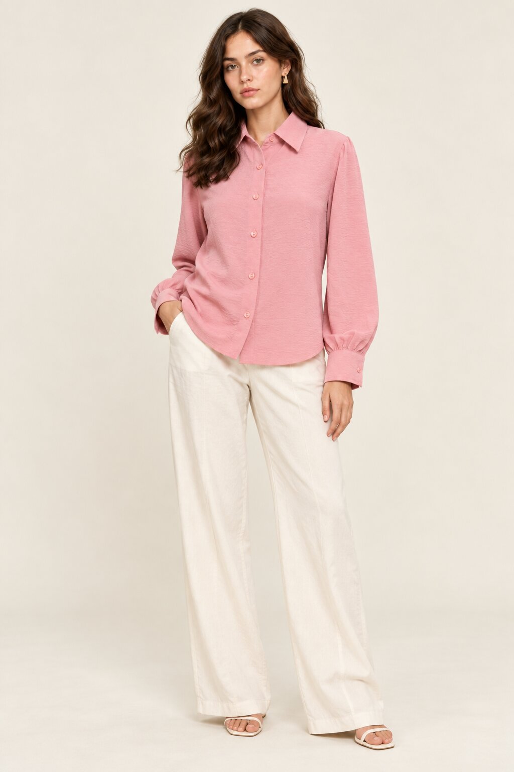 Dusty Pink Textured Relaxed Fit Shirt