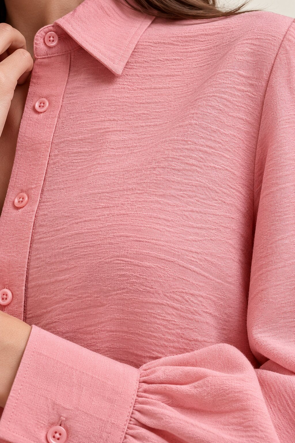 Dusty Pink Textured Relaxed Fit Shirt