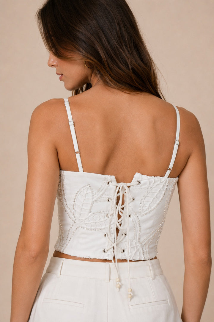 Sequin Embroidered Corset Top