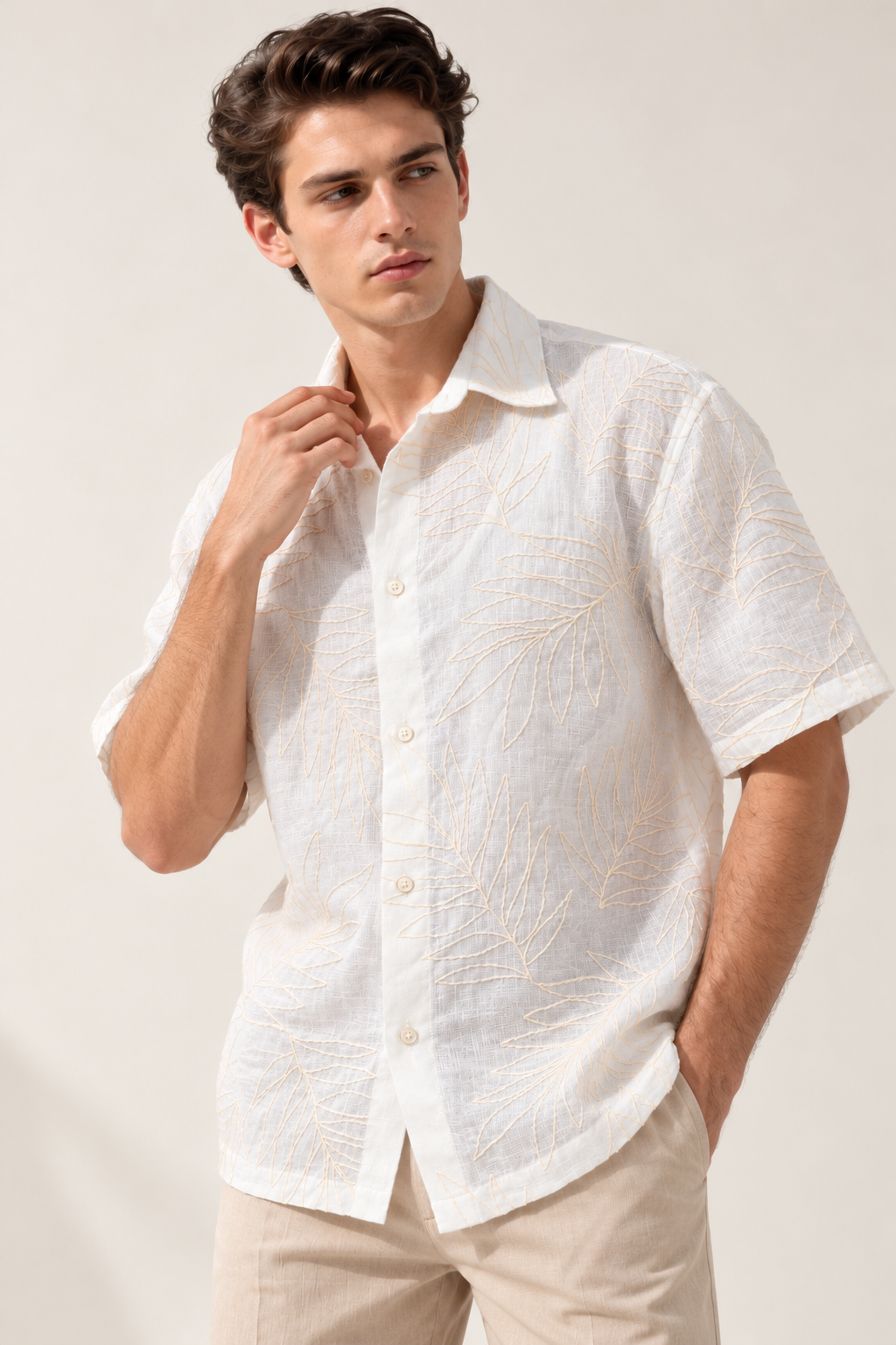 Off-White Botanical Embroidered Shirt