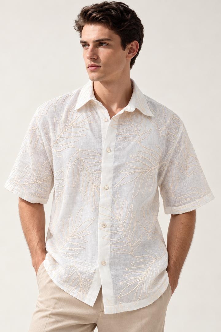 Off-White Botanical Embroidered Shirt