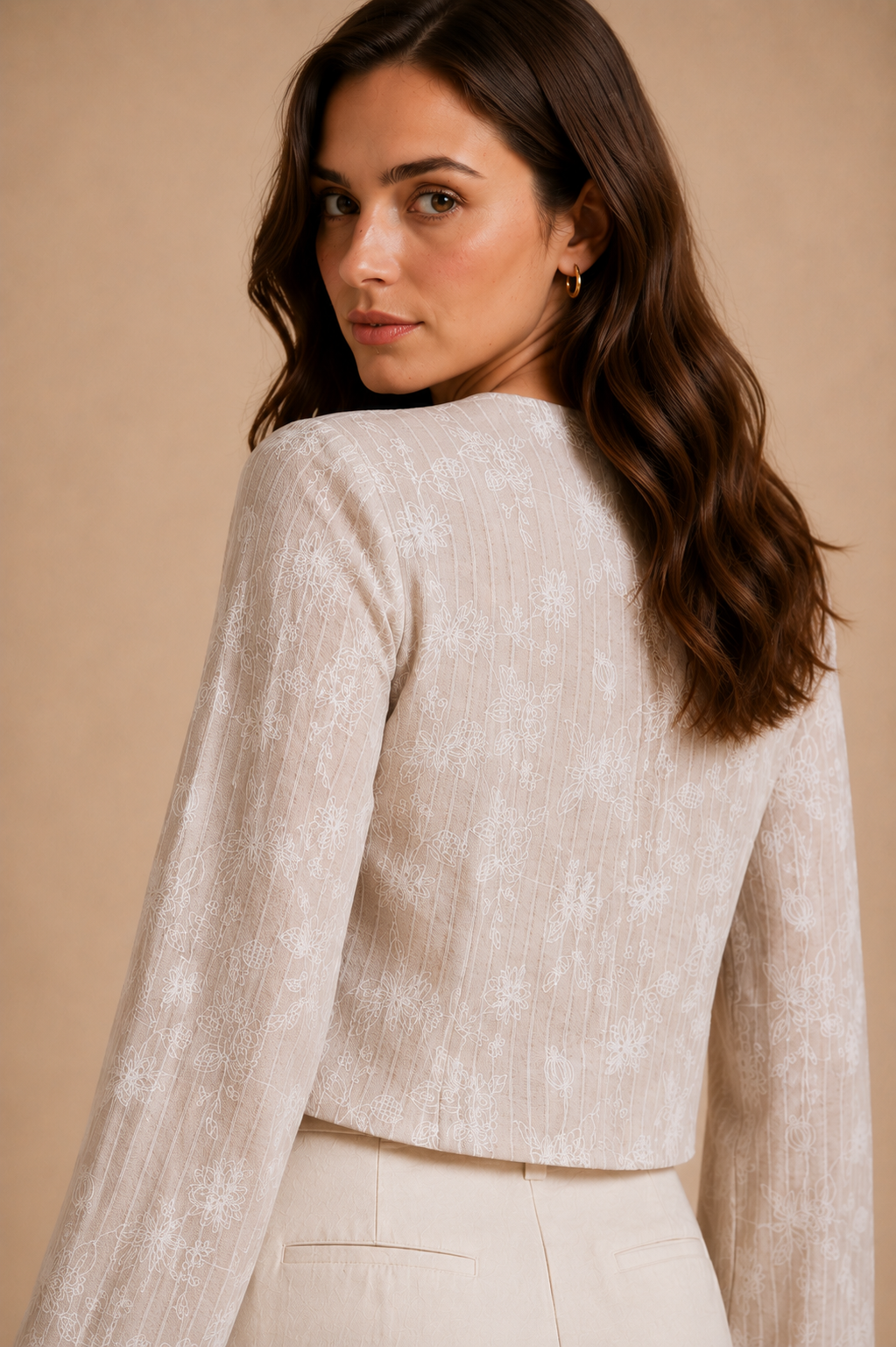 Floral Bell Sleeve Tie-Front Top