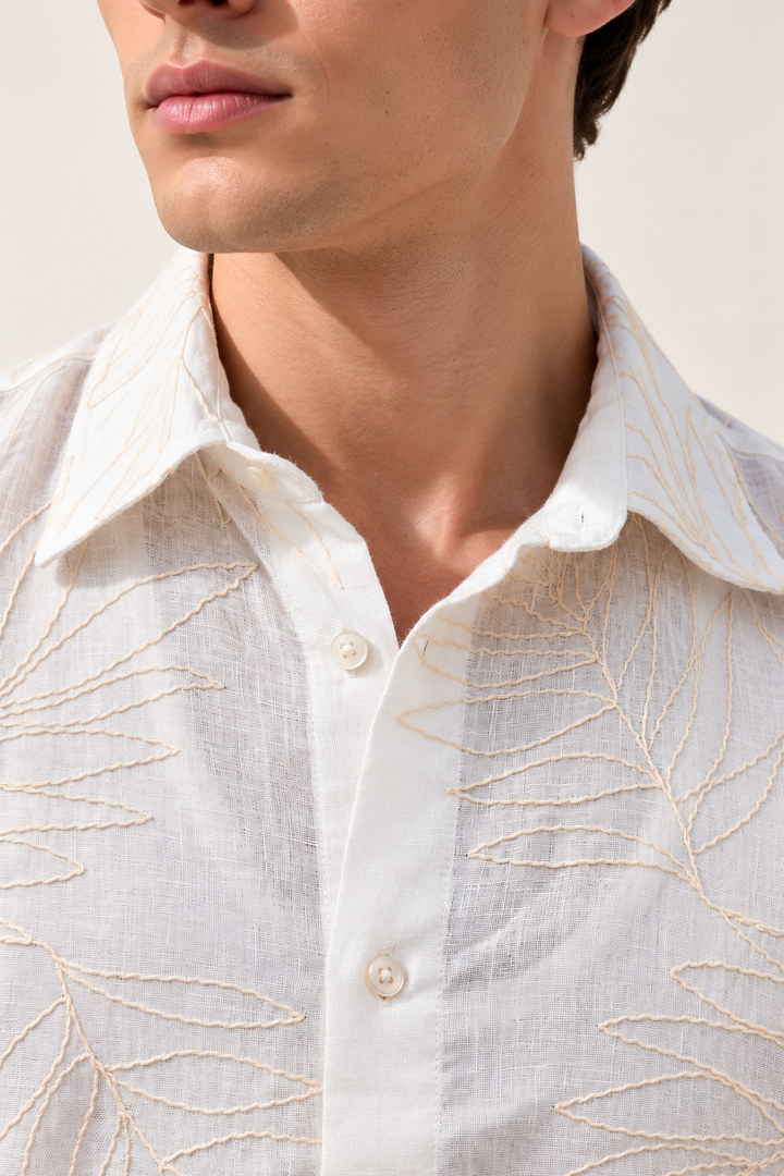 Off-White Botanical Embroidered Shirt