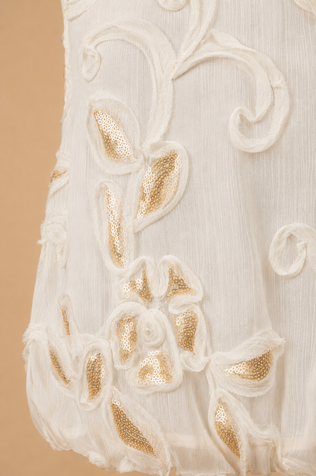 Ivory Petal Embroidered Balloon Top