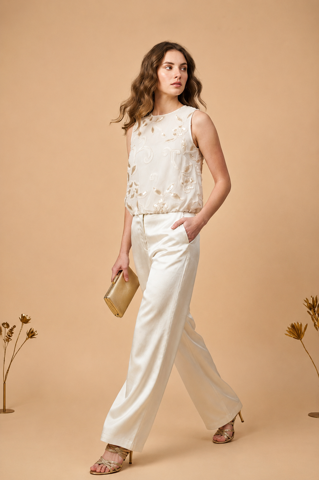 Ivory Petal Embroidered Balloon Top
