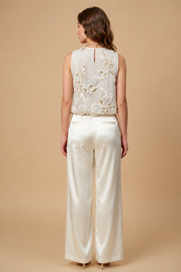 Ivory Petal Embroidered Balloon Top