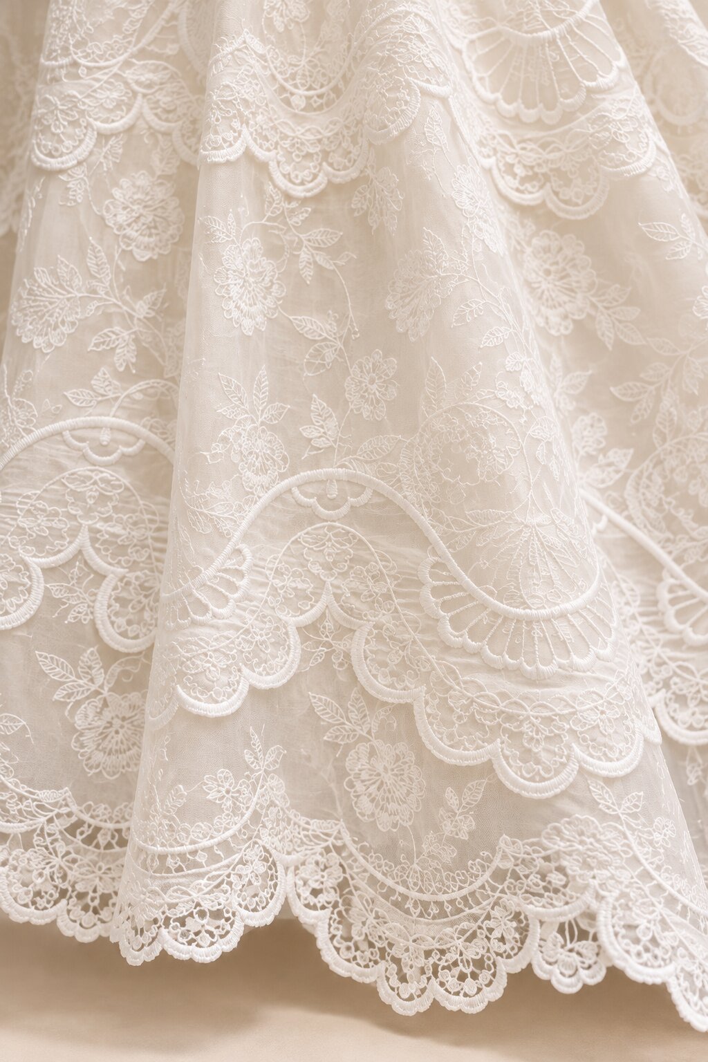Ivory Embroidered Tassel Strap Midi Dress