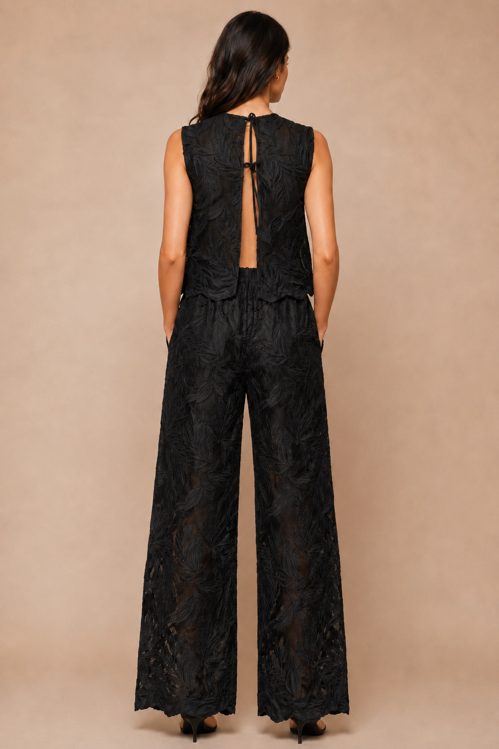 Leaf Lace Back-Tie Co-Ord Set