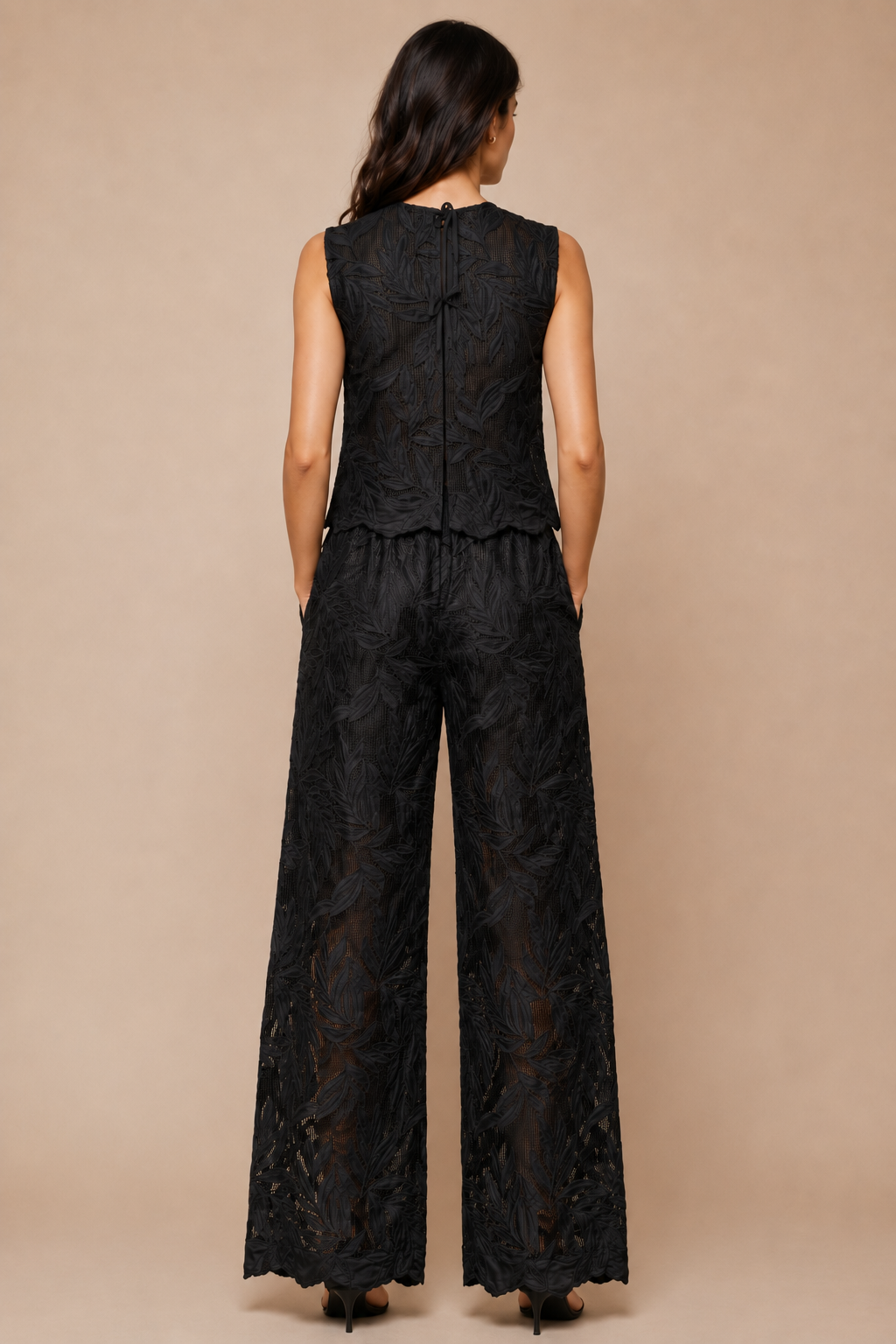 Leaf Lace Back-Tie Co-Ord Set