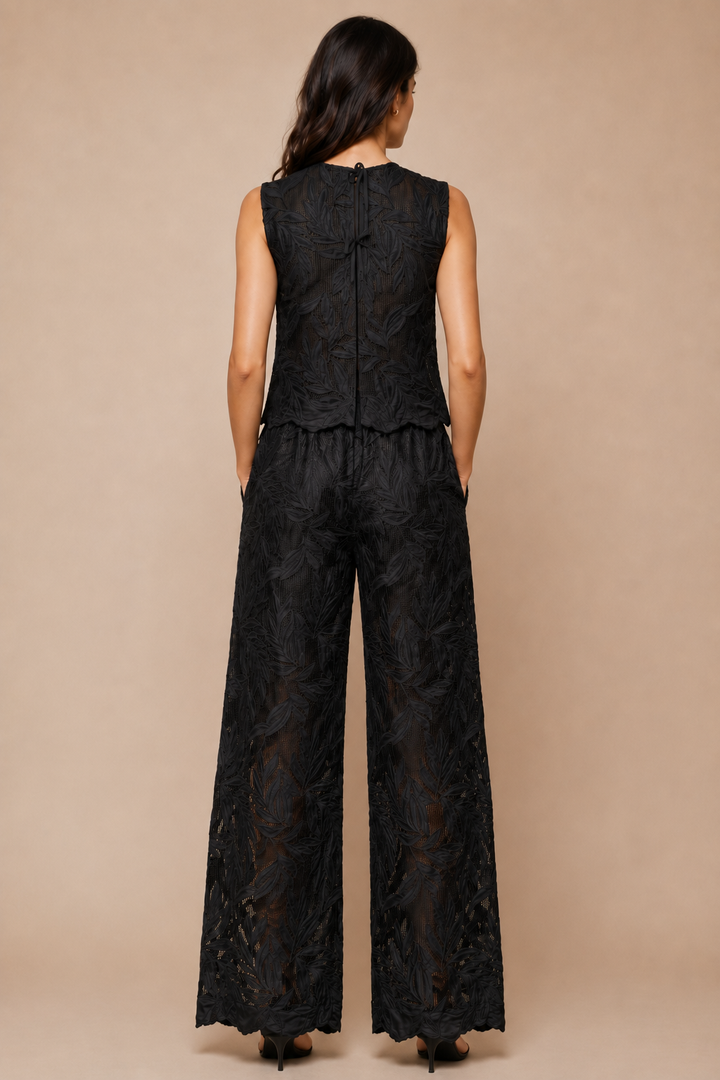 Leaf Lace Back-Tie Co-Ord Set
