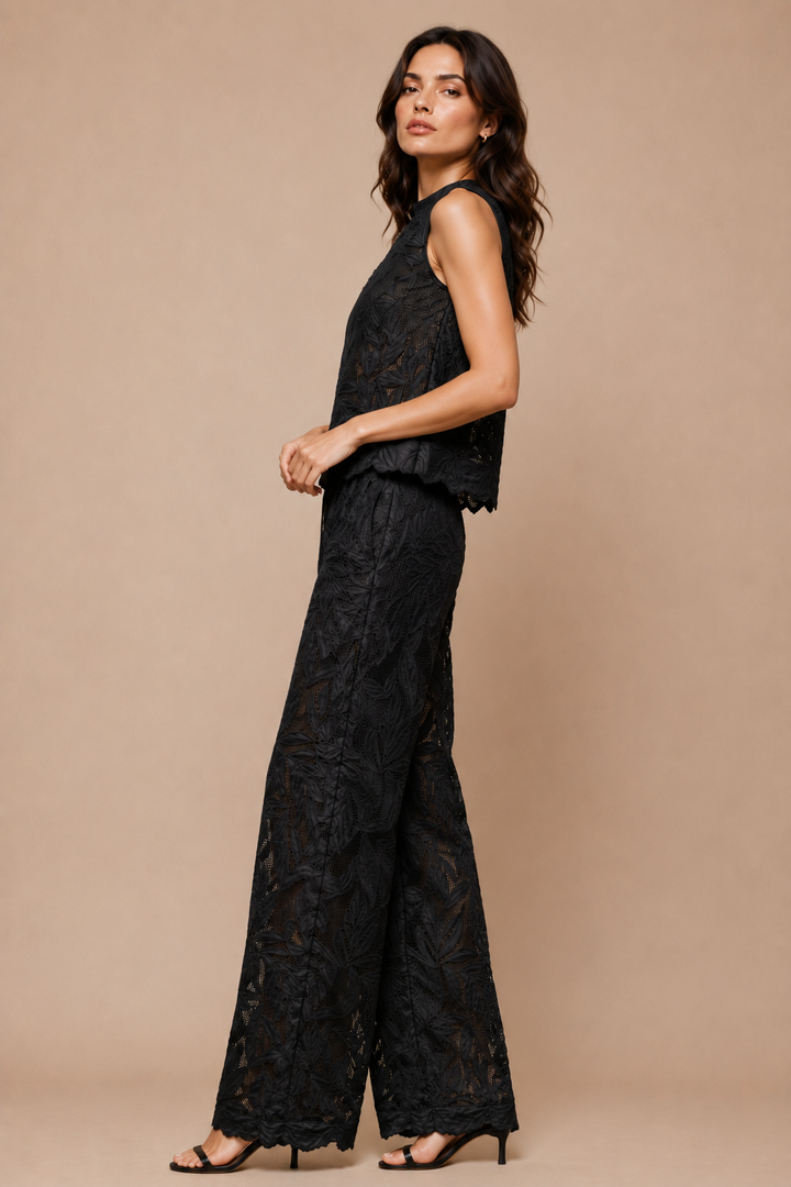 Leaf Lace Back-Tie Co-Ord Set
