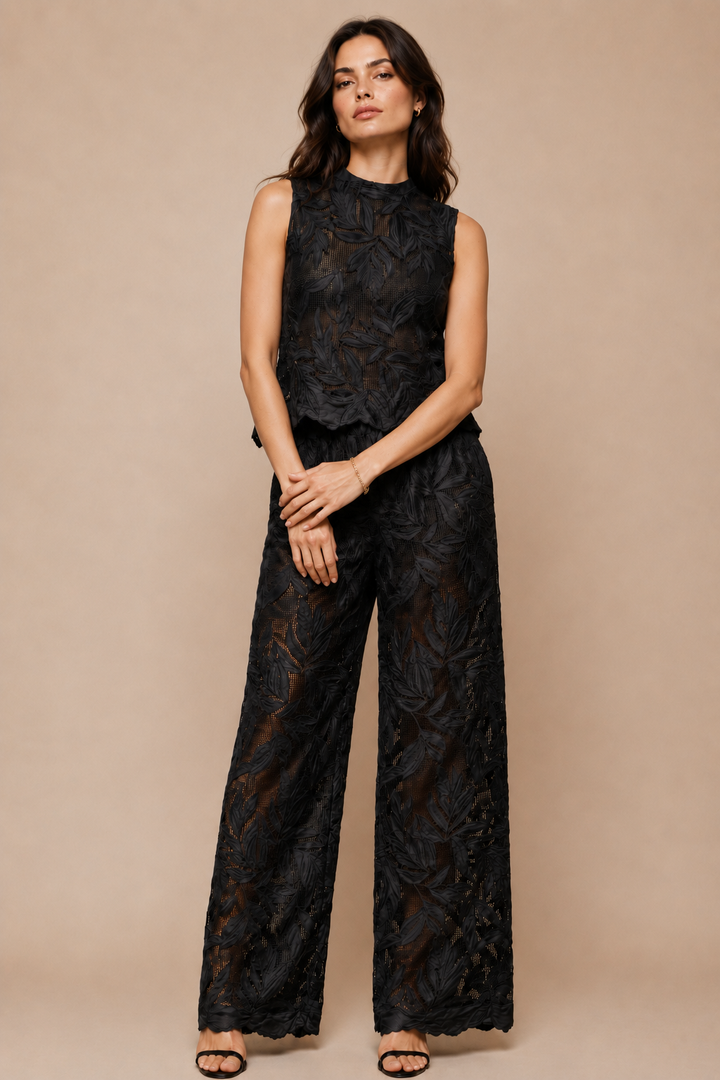 Leaf Lace Back-Tie Co-Ord Set