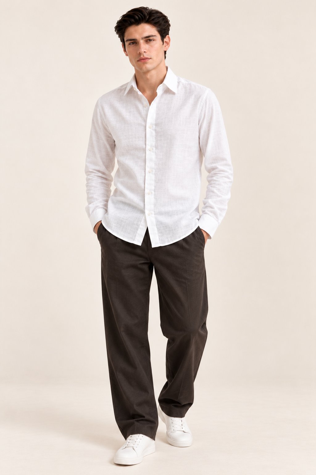 Classic White Ramie Cotton Shirt
