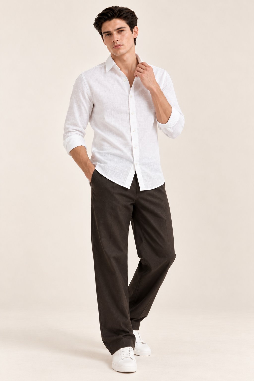 Classic White Ramie Cotton Shirt