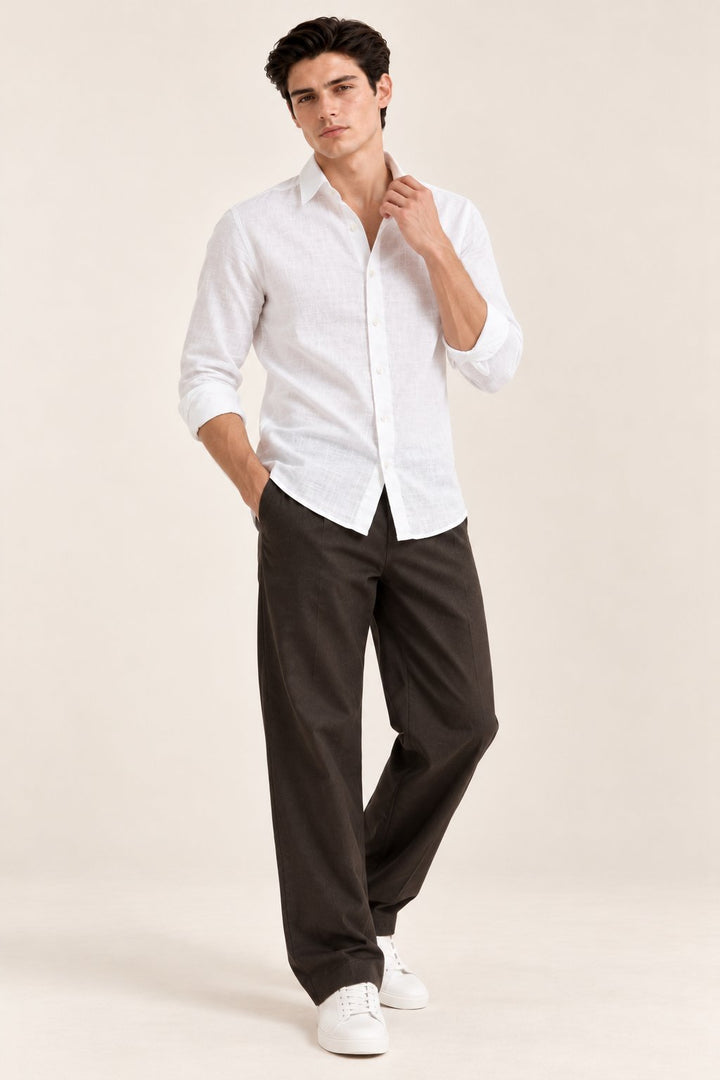 Classic White Ramie Cotton Shirt