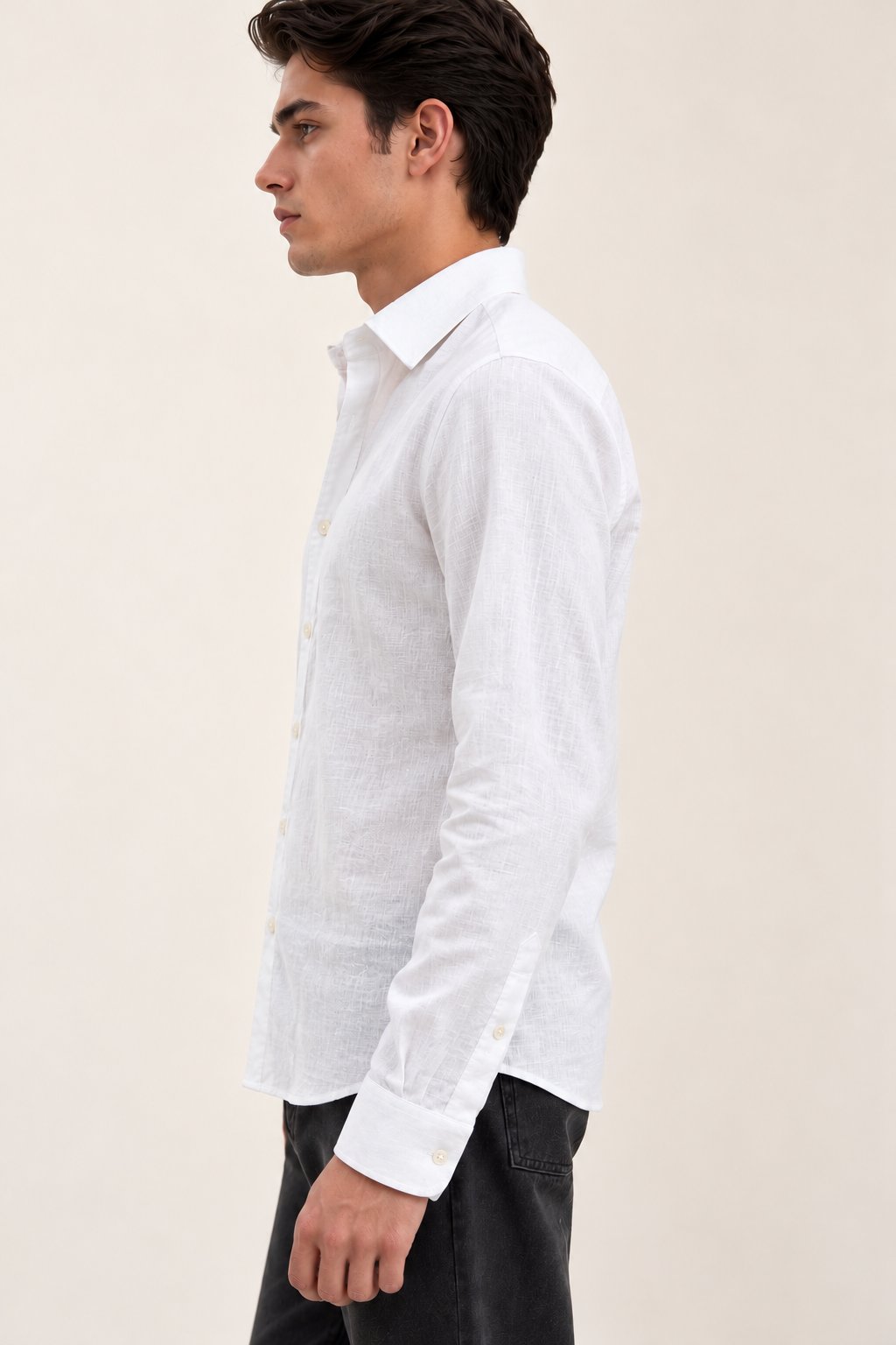 Classic White Ramie Cotton Shirt