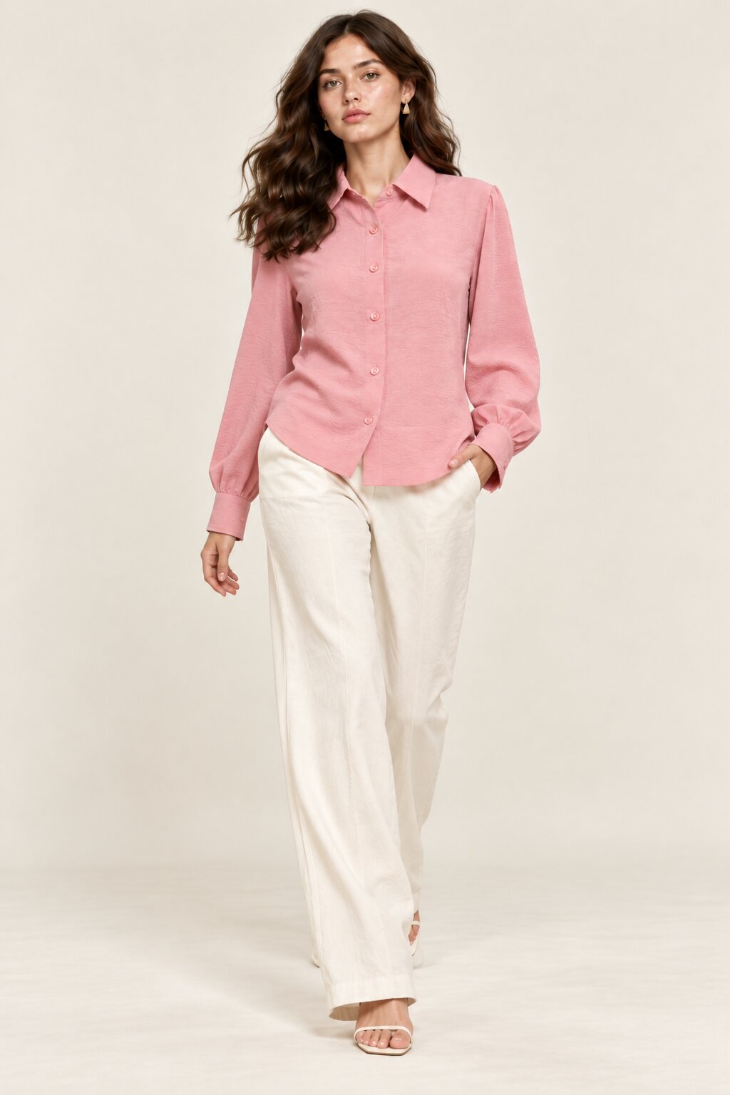 Dusty Pink Textured Relaxed Fit Shirt