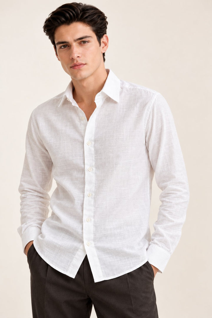 Classic White Ramie Cotton Shirt