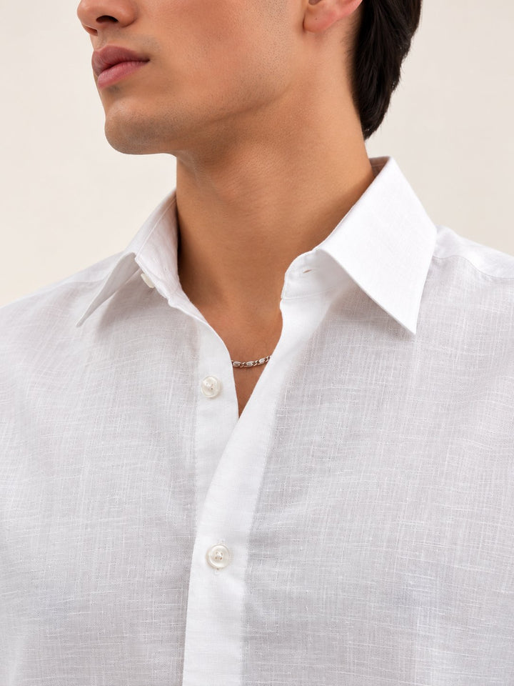 Classic White Ramie Cotton Shirt