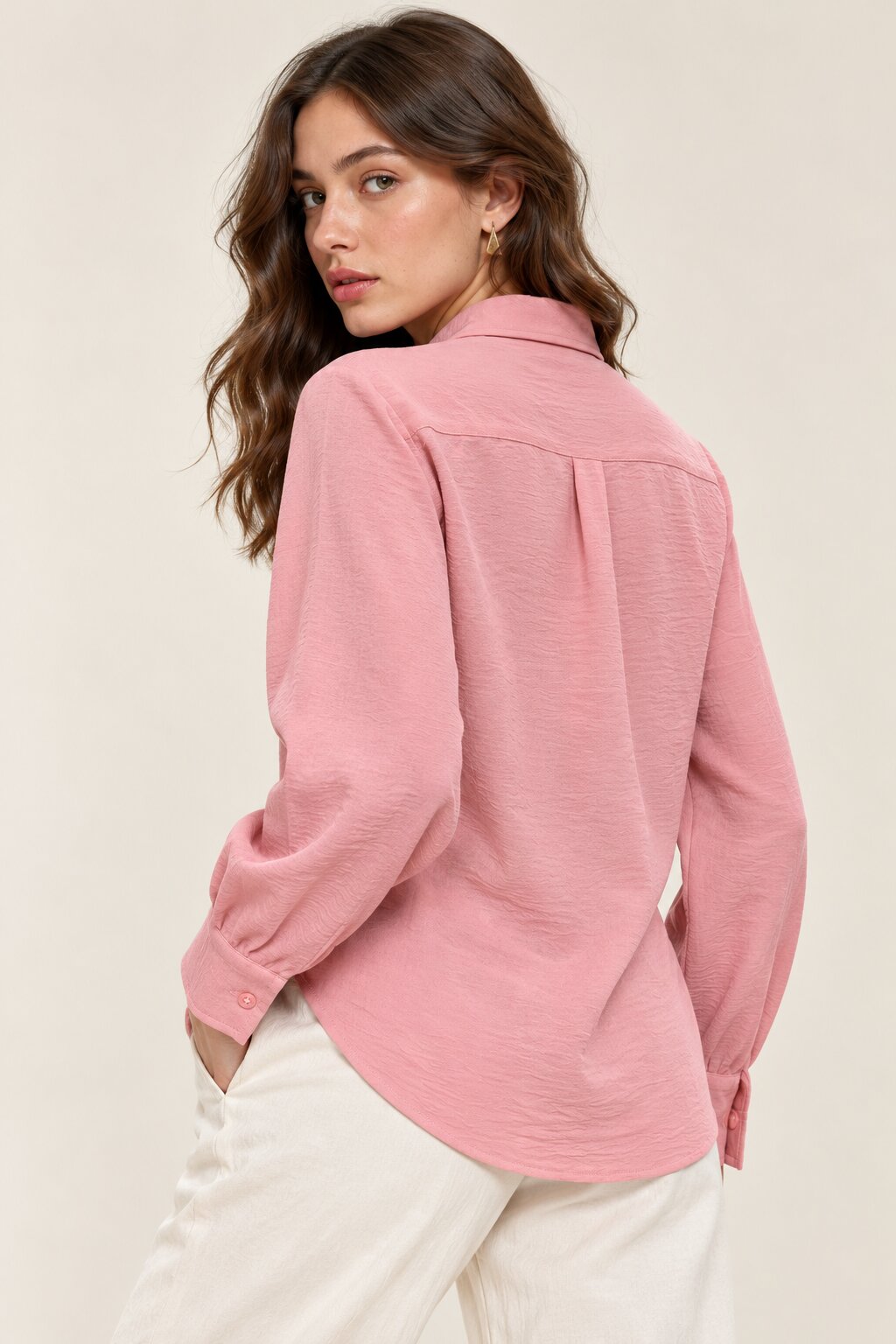 Dusty Pink Textured Relaxed Fit Shirt