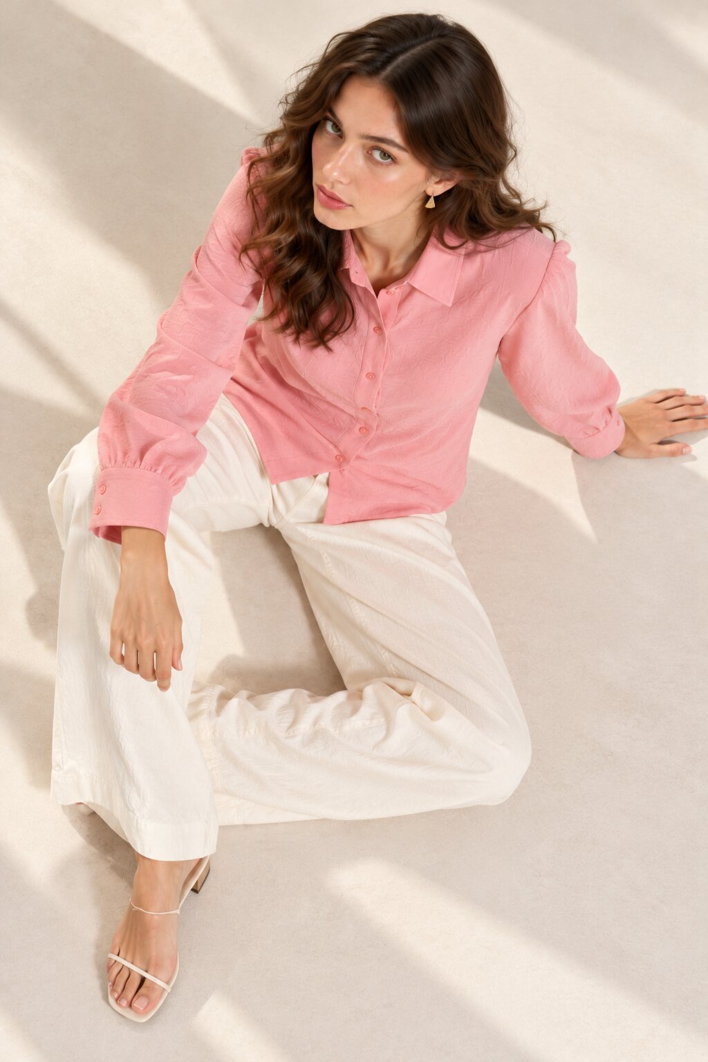 Dusty Pink Textured Relaxed Fit Shirt