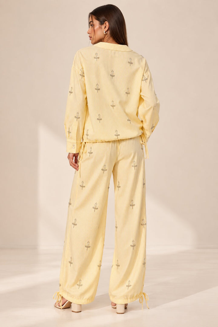 Yellow Striped Embellished Co-ord Set