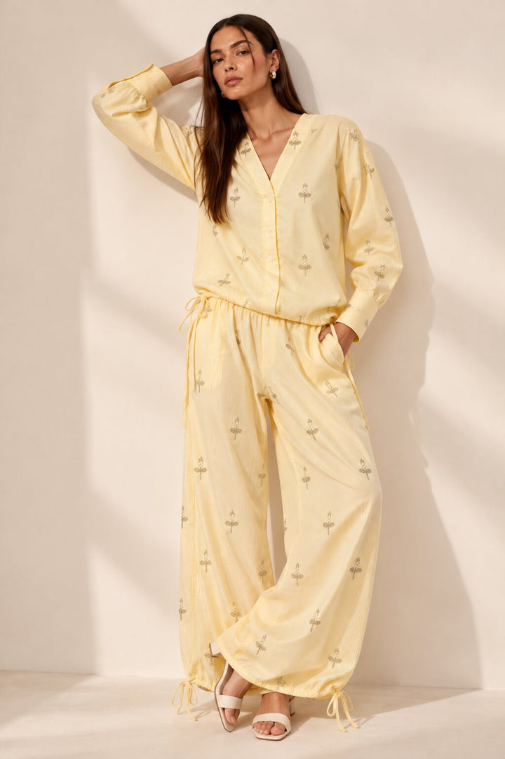 Yellow Striped Embellished Co-ord Set