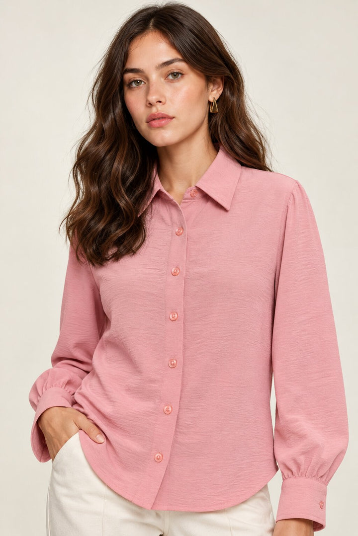 Dusty Pink Textured Relaxed Fit Shirt