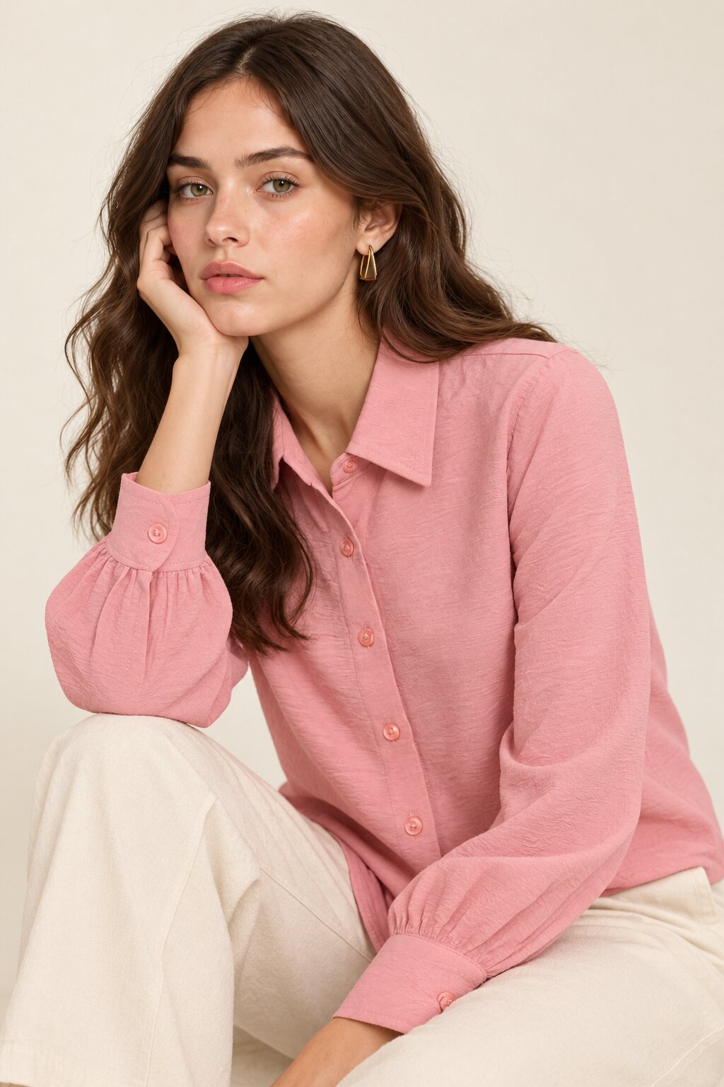 Dusty Pink Textured Relaxed Fit Shirt