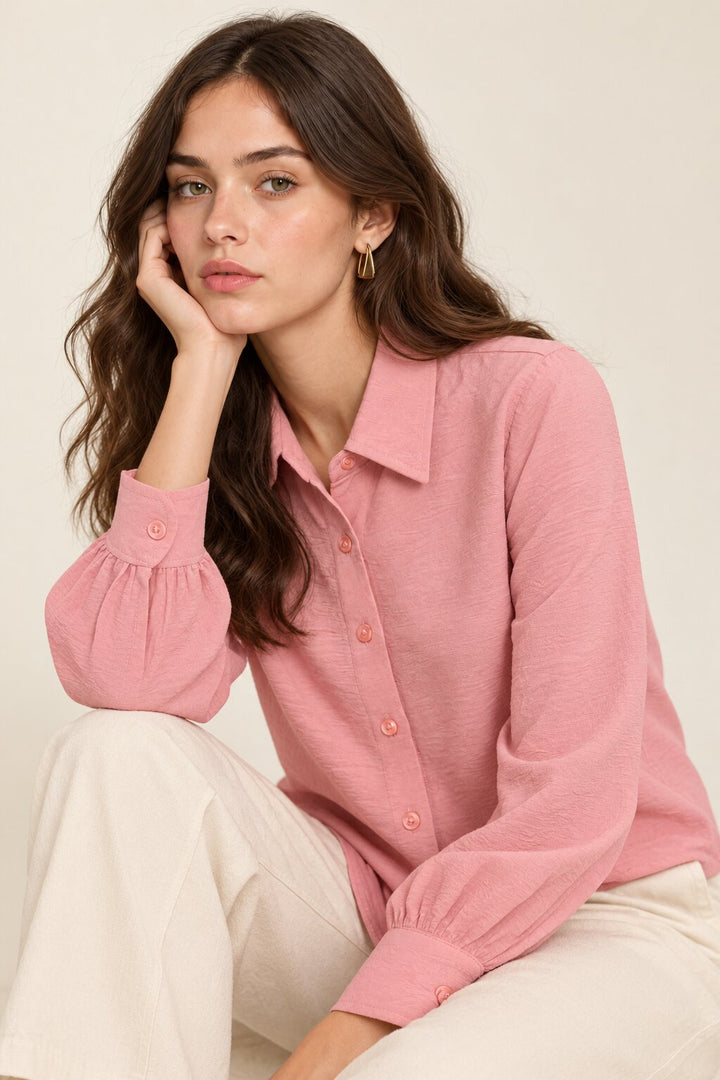 Dusty Pink Textured Relaxed Fit Shirt