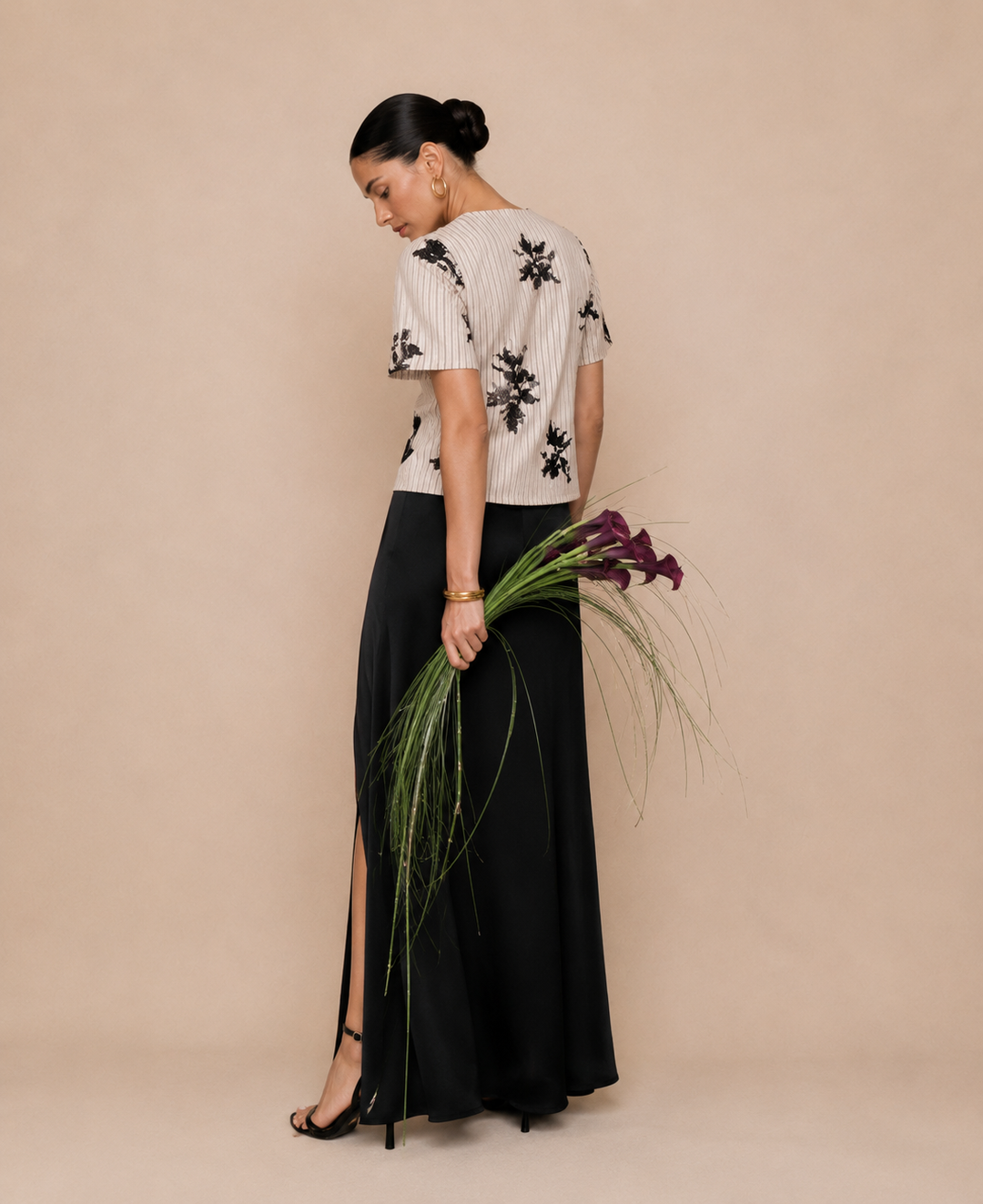 Sequin Bird Embellished Tie-Front Top